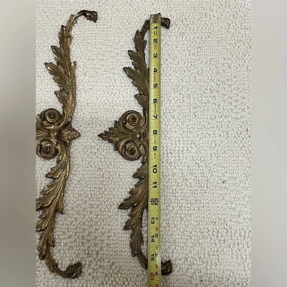 Vintage Solid Brass Wall Decor Ornament Plaque Topper Furniture Accent - Picture 15 of 16